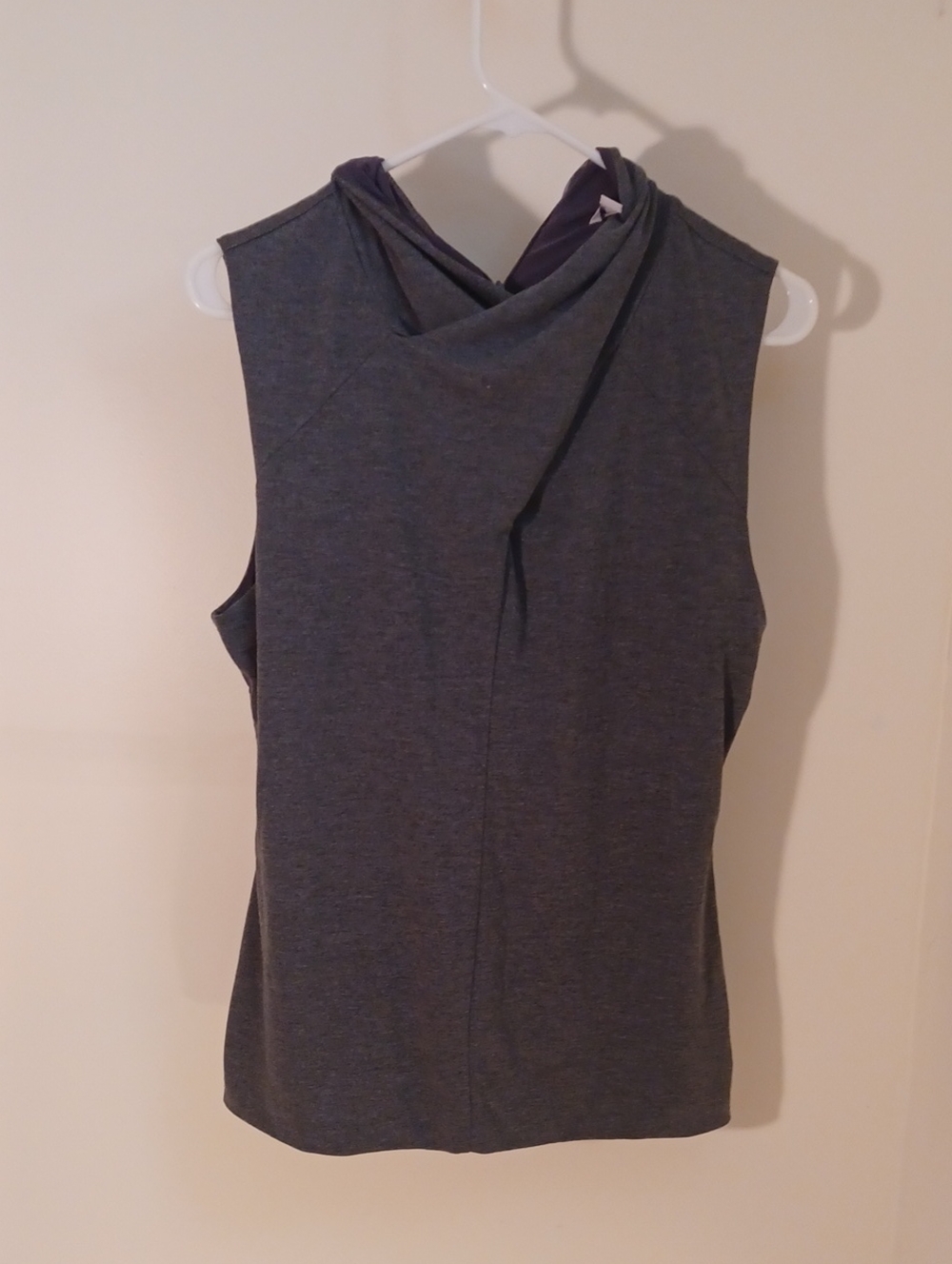 Calvin Klein Dark Gray Sleeveless Draped Neck Tank